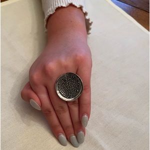 Vintage sterling, one-of- kind, large hammered disc ring.